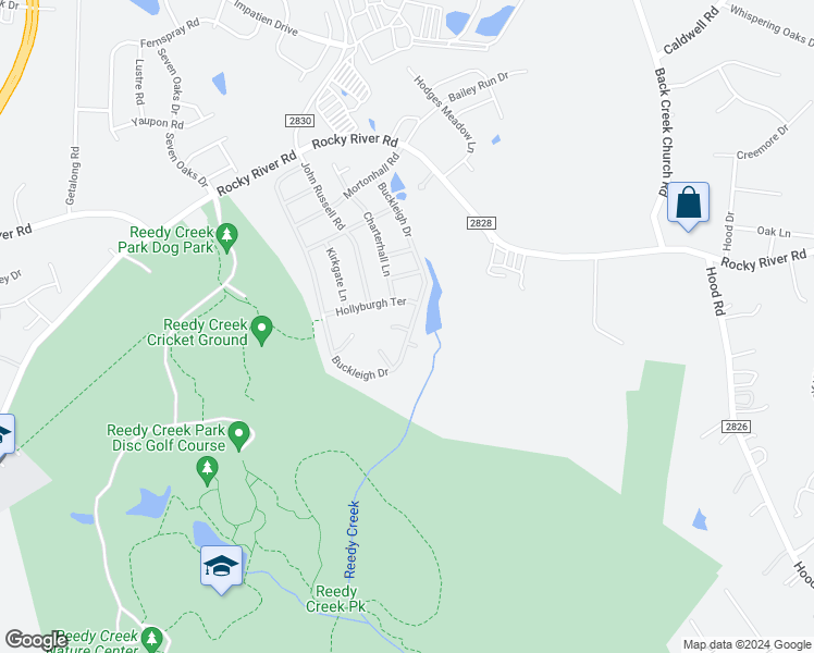 map of restaurants, bars, coffee shops, grocery stores, and more near 2424 Buckleigh Drive in Charlotte