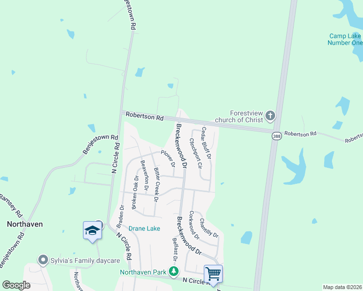 map of restaurants, bars, coffee shops, grocery stores, and more near 5362 Breckenwood Drive in Memphis