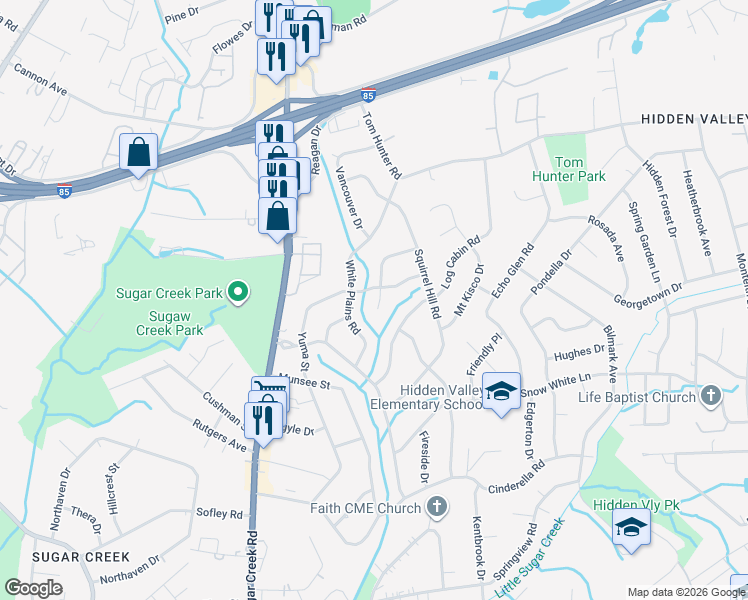 map of restaurants, bars, coffee shops, grocery stores, and more near 919 Bannister Place in Charlotte