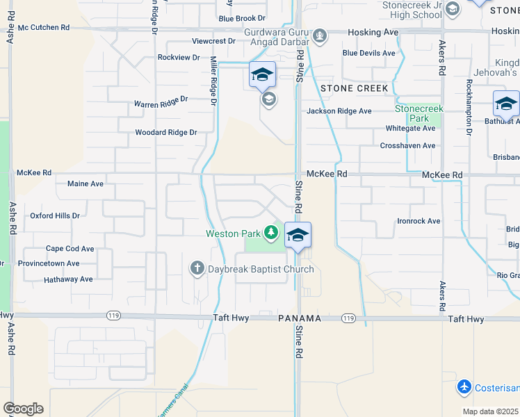 map of restaurants, bars, coffee shops, grocery stores, and more near 5108 Prairie Wheat Avenue in Bakersfield