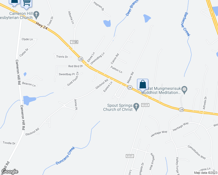 map of restaurants, bars, coffee shops, grocery stores, and more near 73 Eunice Lane in Cameron