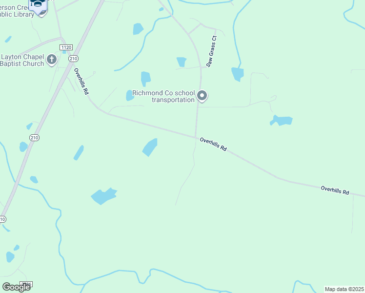 map of restaurants, bars, coffee shops, grocery stores, and more near 2257 Overhills Road in Bunnlevel