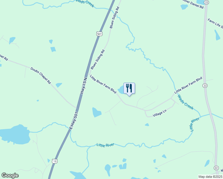 map of restaurants, bars, coffee shops, grocery stores, and more near 525 Little River Farm Boulevard in Carthage