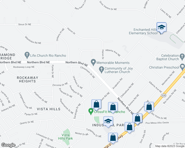 map of restaurants, bars, coffee shops, grocery stores, and more near 4929 Chromium Drive Northeast in Rio Rancho