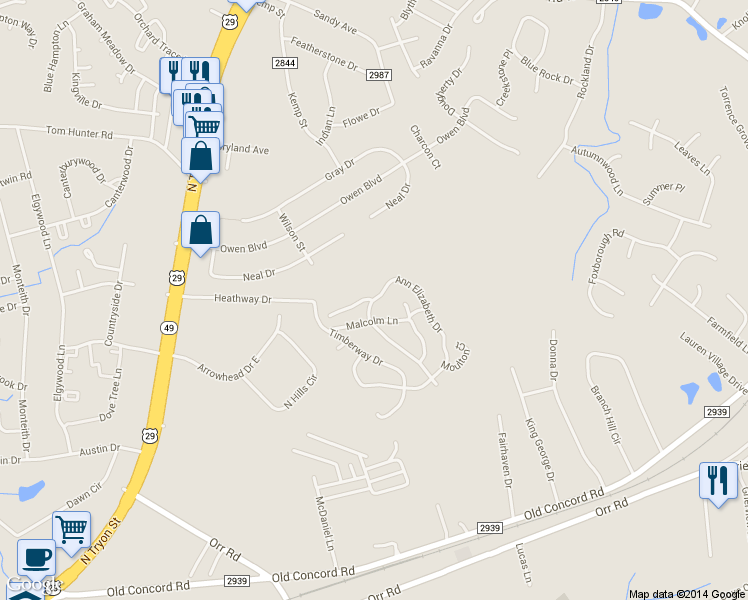 map of restaurants, bars, coffee shops, grocery stores, and more near 902 Ann Elizabeth Drive in Charlotte