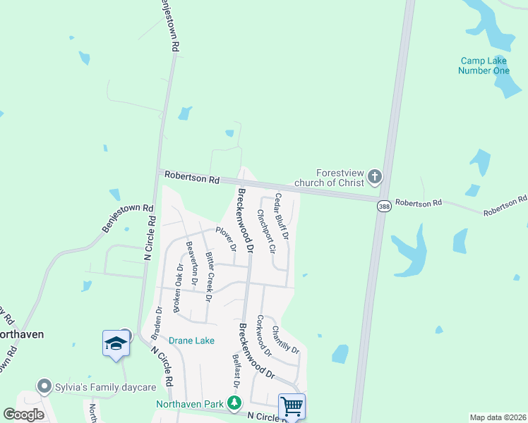 map of restaurants, bars, coffee shops, grocery stores, and more near 5371 Cedar Bluff Drive in Memphis