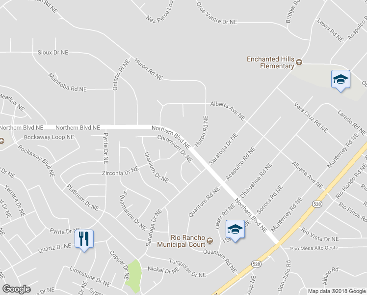 map of restaurants, bars, coffee shops, grocery stores, and more near 4933 Chromium Drive Northeast in Rio Rancho