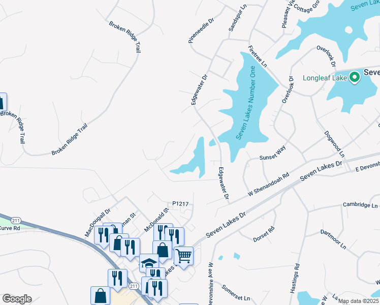 map of restaurants, bars, coffee shops, grocery stores, and more near 118 Fox Run Road in Pinehurst