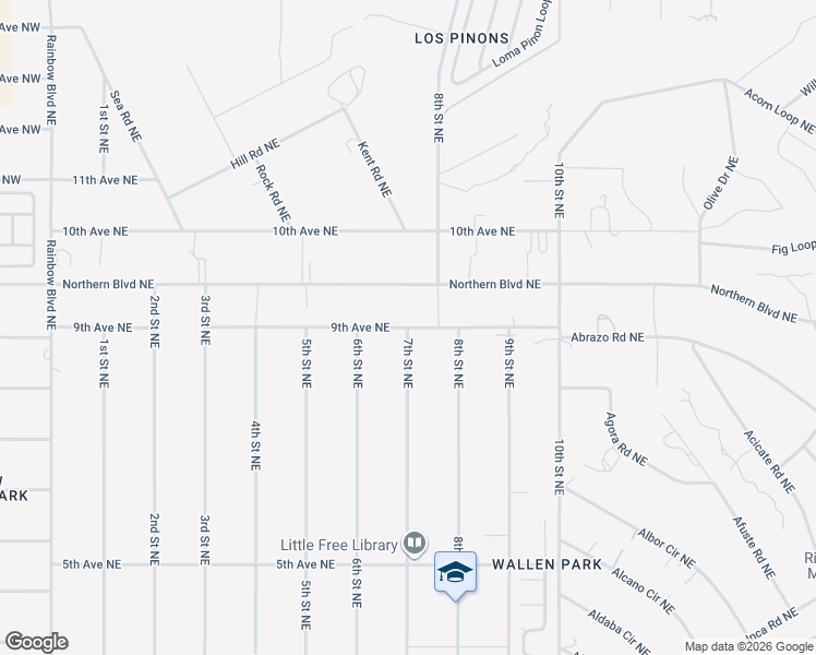 map of restaurants, bars, coffee shops, grocery stores, and more near 7th Street Northeast in Rio Rancho