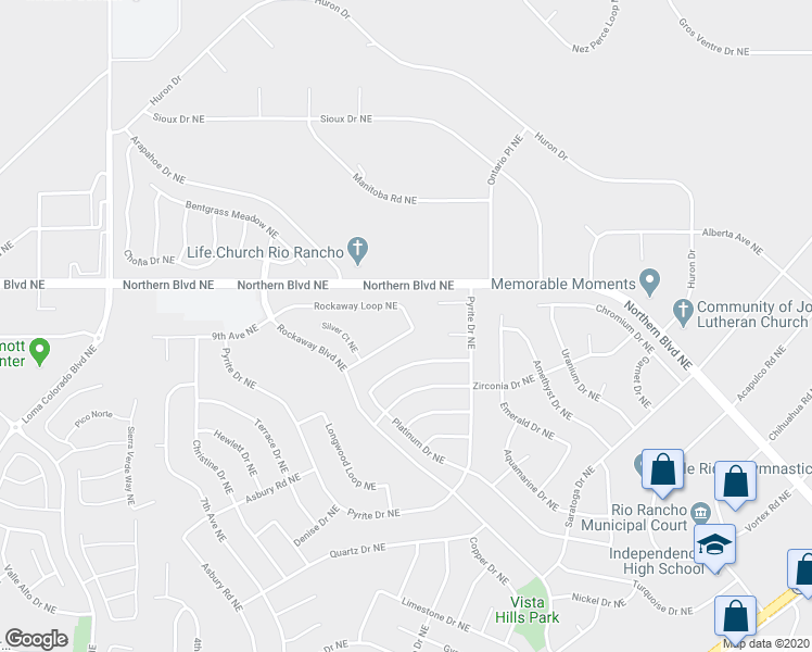 map of restaurants, bars, coffee shops, grocery stores, and more near 4608 Rockaway Loop Northeast in Rio Rancho
