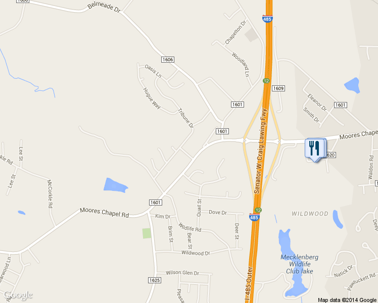 map of restaurants, bars, coffee shops, grocery stores, and more near 3015 Kraus Glen Drive in Charlotte