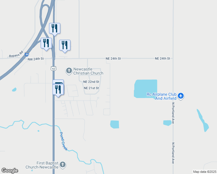 map of restaurants, bars, coffee shops, grocery stores, and more near 707 Northeast 21st Street in Newcastle