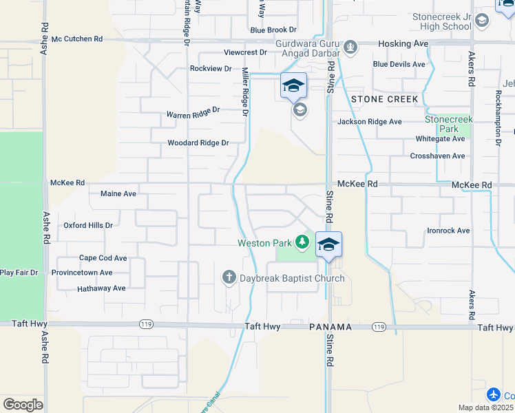 map of restaurants, bars, coffee shops, grocery stores, and more near 5217 Fountain Grass Avenue in Bakersfield