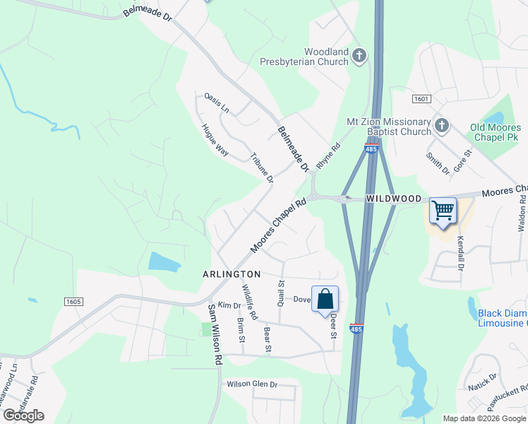 map of restaurants, bars, coffee shops, grocery stores, and more near 3012 Kraus Glen Drive in Charlotte