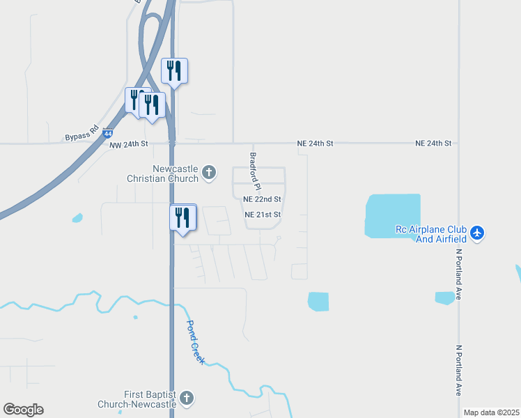 map of restaurants, bars, coffee shops, grocery stores, and more near 473 Northeast 21st Street in Newcastle