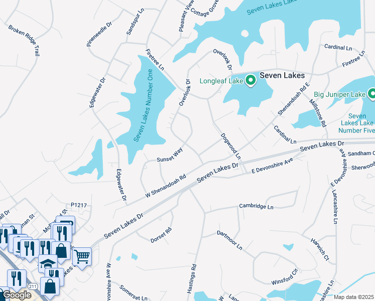 map of restaurants, bars, coffee shops, grocery stores, and more near 178 Overlook Drive in West End