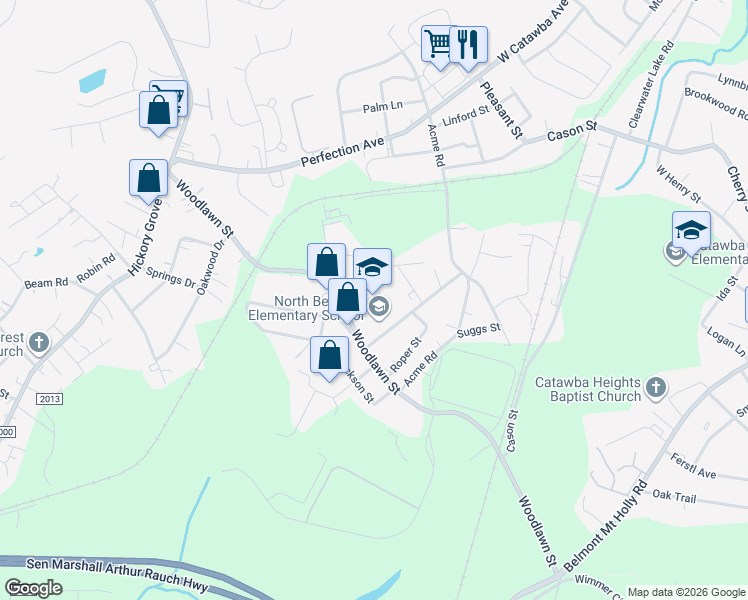 map of restaurants, bars, coffee shops, grocery stores, and more near 210 School Street in Belmont