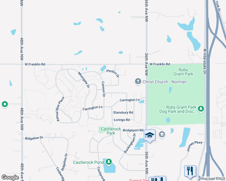 map of restaurants, bars, coffee shops, grocery stores, and more near 3908 Pimlico Drive in Norman