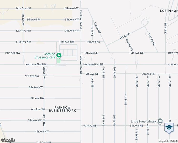 map of restaurants, bars, coffee shops, grocery stores, and more near 60 Northern Boulevard Northeast in Rio Rancho