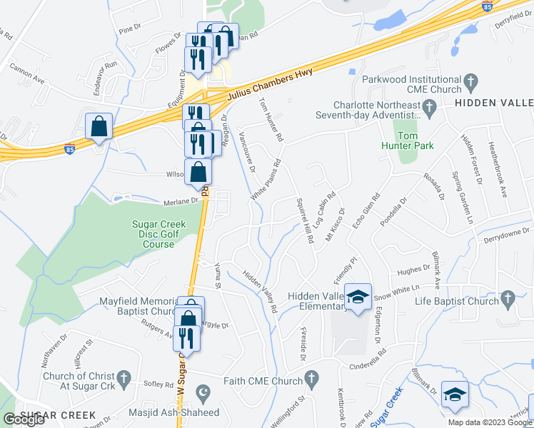 map of restaurants, bars, coffee shops, grocery stores, and more near 1021 Bannister Place in Charlotte
