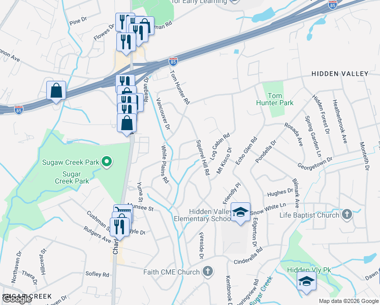 map of restaurants, bars, coffee shops, grocery stores, and more near 1116 Bannister Place in Charlotte