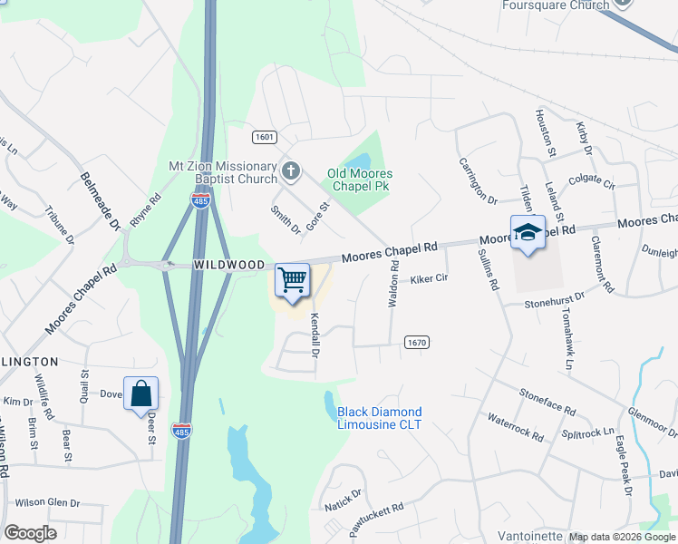 map of restaurants, bars, coffee shops, grocery stores, and more near 9207 Moores Chapel Road in Charlotte