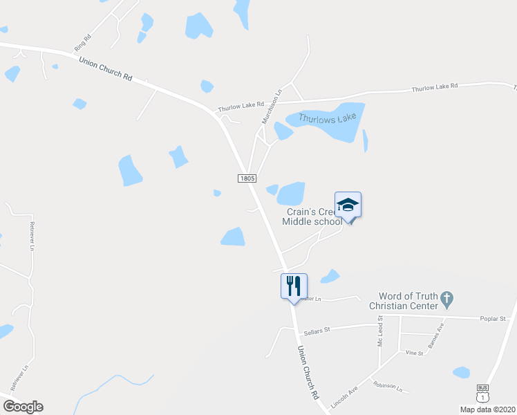 map of restaurants, bars, coffee shops, grocery stores, and more near 4516 Union Church Road in Carthage