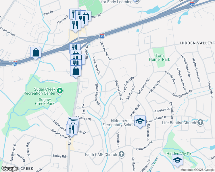 map of restaurants, bars, coffee shops, grocery stores, and more near 1116 Bannister Place in Charlotte
