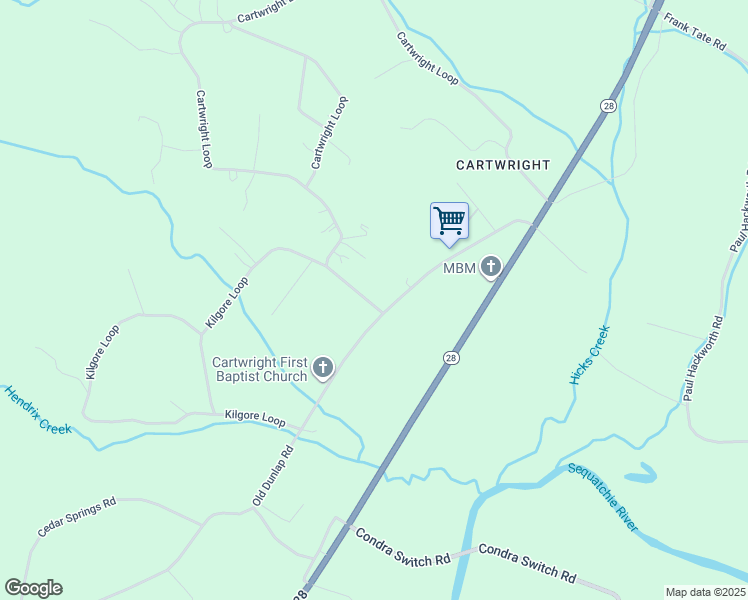 map of restaurants, bars, coffee shops, grocery stores, and more near 1587 Kilgore Loop in Whitwell