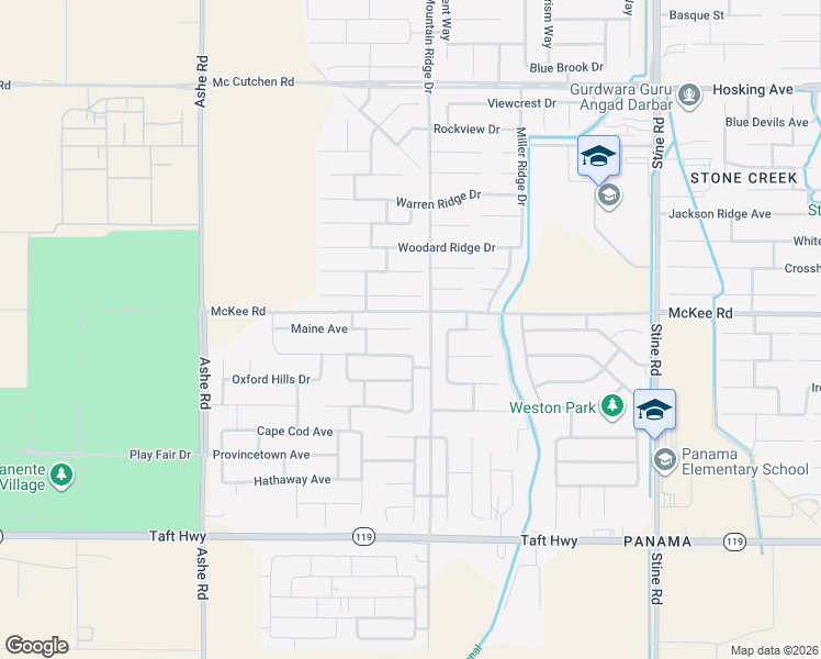 map of restaurants, bars, coffee shops, grocery stores, and more near 5700 Maine Avenue in Bakersfield