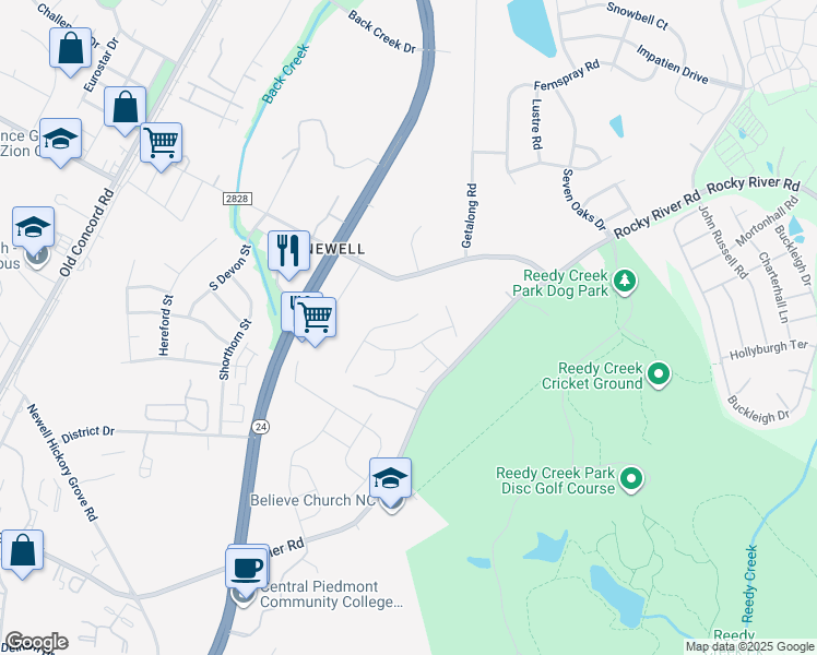 map of restaurants, bars, coffee shops, grocery stores, and more near 3023 Willamette Valley Drive in Charlotte