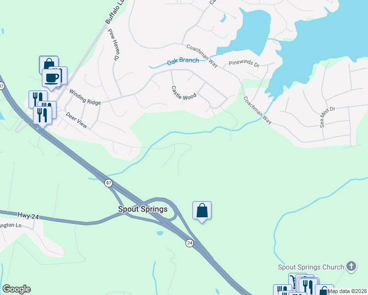 map of restaurants, bars, coffee shops, grocery stores, and more near 766 Deer View in Sanford