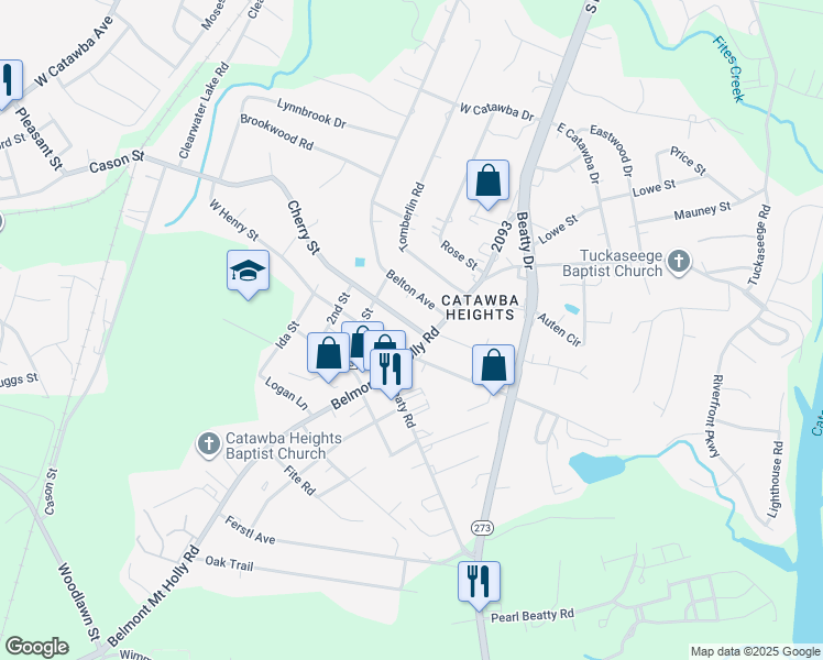 map of restaurants, bars, coffee shops, grocery stores, and more near 903 Belmont Mount Holly Road in Belmont