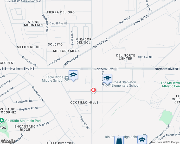 map of restaurants, bars, coffee shops, grocery stores, and more near 2932 Northern Boulevard Northeast in Rio Rancho