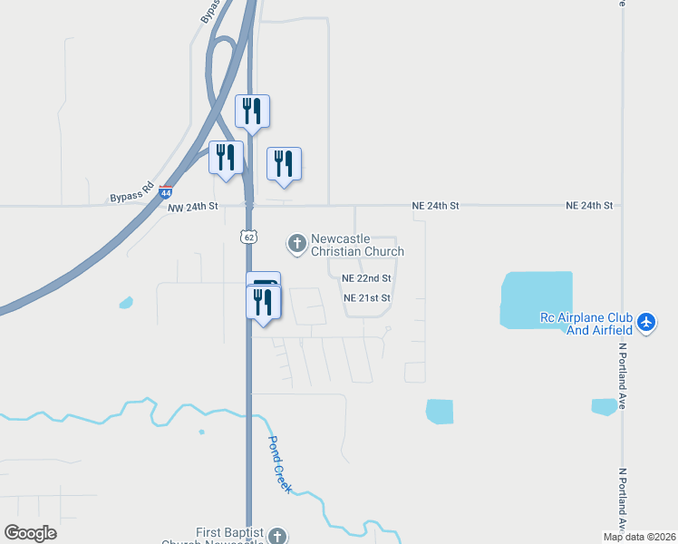 map of restaurants, bars, coffee shops, grocery stores, and more near 391 Northeast 22nd Street in Newcastle