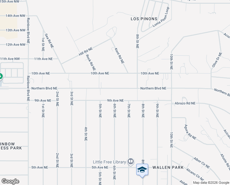 map of restaurants, bars, coffee shops, grocery stores, and more near 525 Northern Boulevard Northeast in Rio Rancho