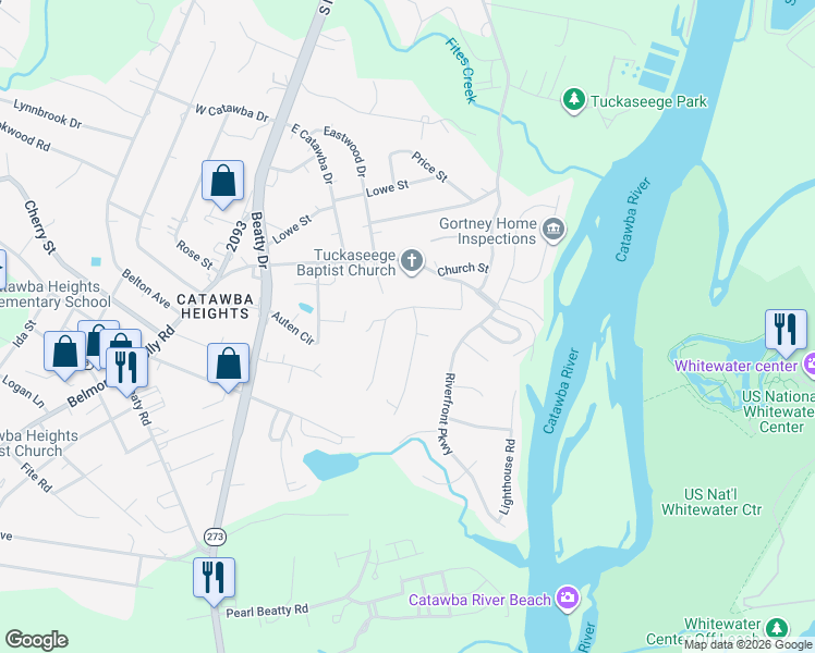 map of restaurants, bars, coffee shops, grocery stores, and more near 101 Vance Street in Gastonia