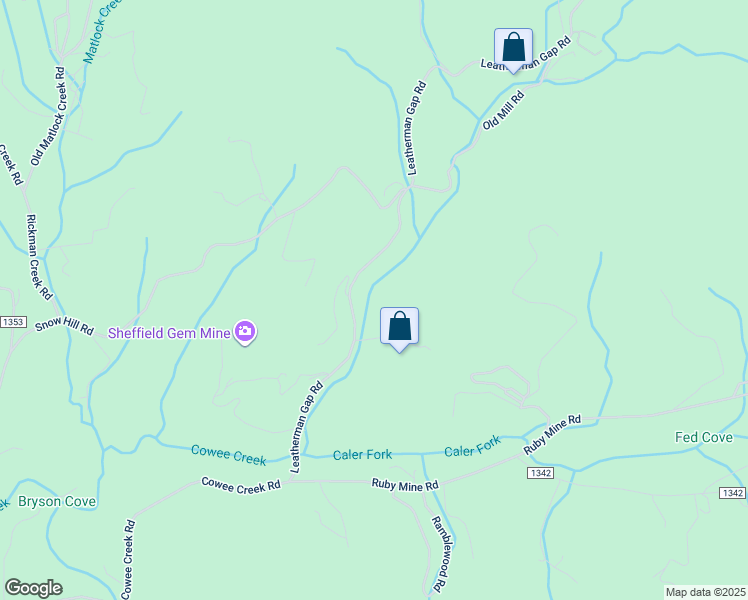 map of restaurants, bars, coffee shops, grocery stores, and more near Leatherman Gap Road in Franklin