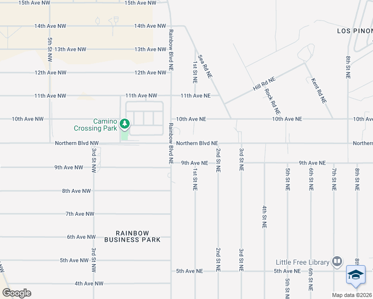 map of restaurants, bars, coffee shops, grocery stores, and more near 60 Northern Boulevard Northeast in Rio Rancho