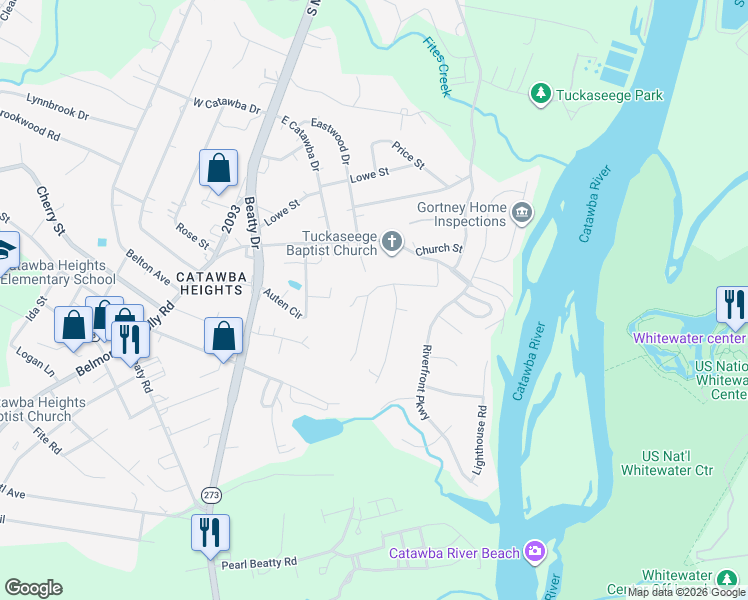 map of restaurants, bars, coffee shops, grocery stores, and more near 101 Vance Street in Gastonia