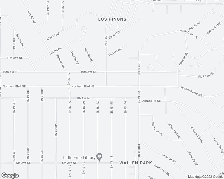 map of restaurants, bars, coffee shops, grocery stores, and more near 800 Northern Boulevard Northeast in Rio Rancho