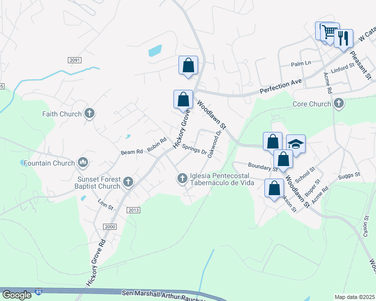 map of restaurants, bars, coffee shops, grocery stores, and more near 110 Sebring Drive in Belmont