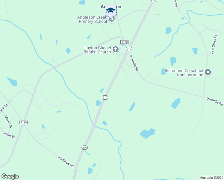 map of restaurants, bars, coffee shops, grocery stores, and more near 10475 North Carolina 210 in Spring Lake
