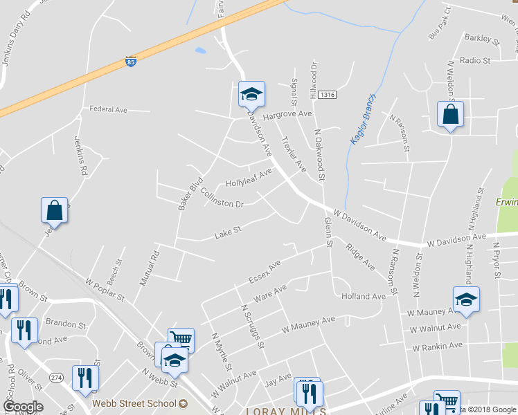 map of restaurants, bars, coffee shops, grocery stores, and more near 1505 Collinston Drive in Gastonia
