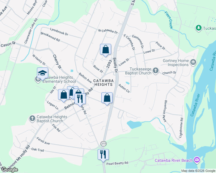 map of restaurants, bars, coffee shops, grocery stores, and more near 107 Fire Department Drive in Belmont