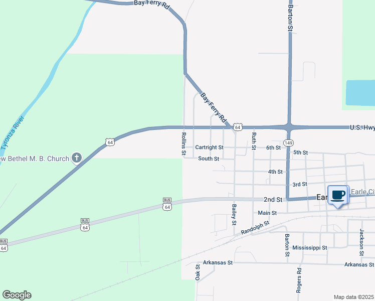 map of restaurants, bars, coffee shops, grocery stores, and more near 1900 Cartwright Street in Earle