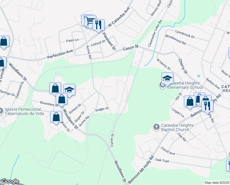 map of restaurants, bars, coffee shops, grocery stores, and more near 112 Thomas Fite Street in Belmont