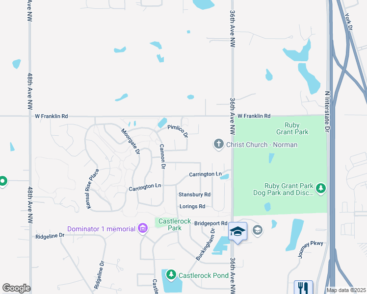 map of restaurants, bars, coffee shops, grocery stores, and more near 3908 Pimlico Drive in Norman