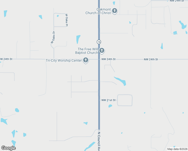 map of restaurants, bars, coffee shops, grocery stores, and more near 2237 Oklahoma 76 in Newcastle