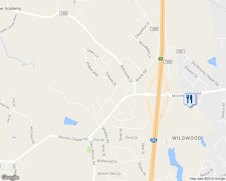 map of restaurants, bars, coffee shops, grocery stores, and more near 321 Tribune Drive in Charlotte